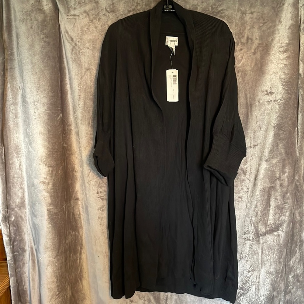 NWT Chico’s Size 3 (16) Lux Drape Cardigan 53% Cotton: 42% Nylon 5% Angora